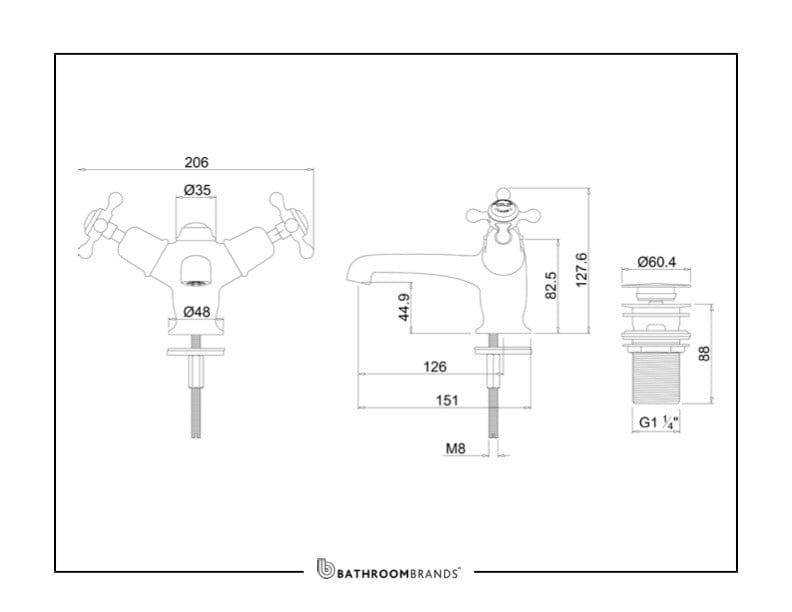 Burlington Basin Tap Burlington Claremont Basin Mixer with Click Clack Waste | Gold