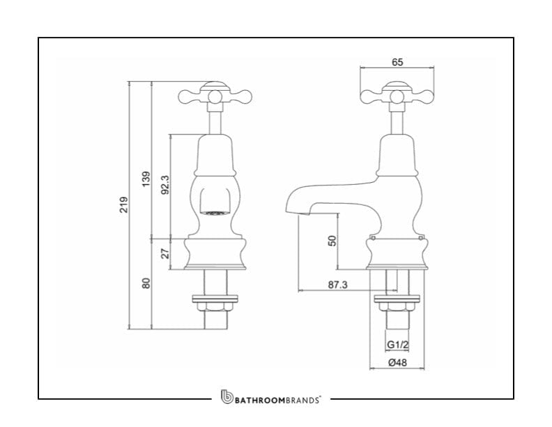 Burlington Basin Tap Burlington Claremont Regent 7.5cm Basin Taps | Chrome Black