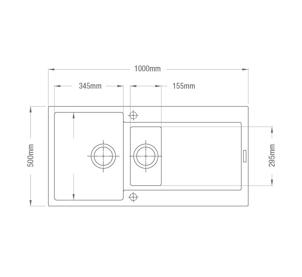 Cabro Granite Sink Sergio Granite 345/155 Double Sink with Drainer | Black