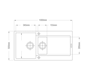 Cabro Granite Sink Sergio Granite 345/155 Double Sink with Drainer | Black