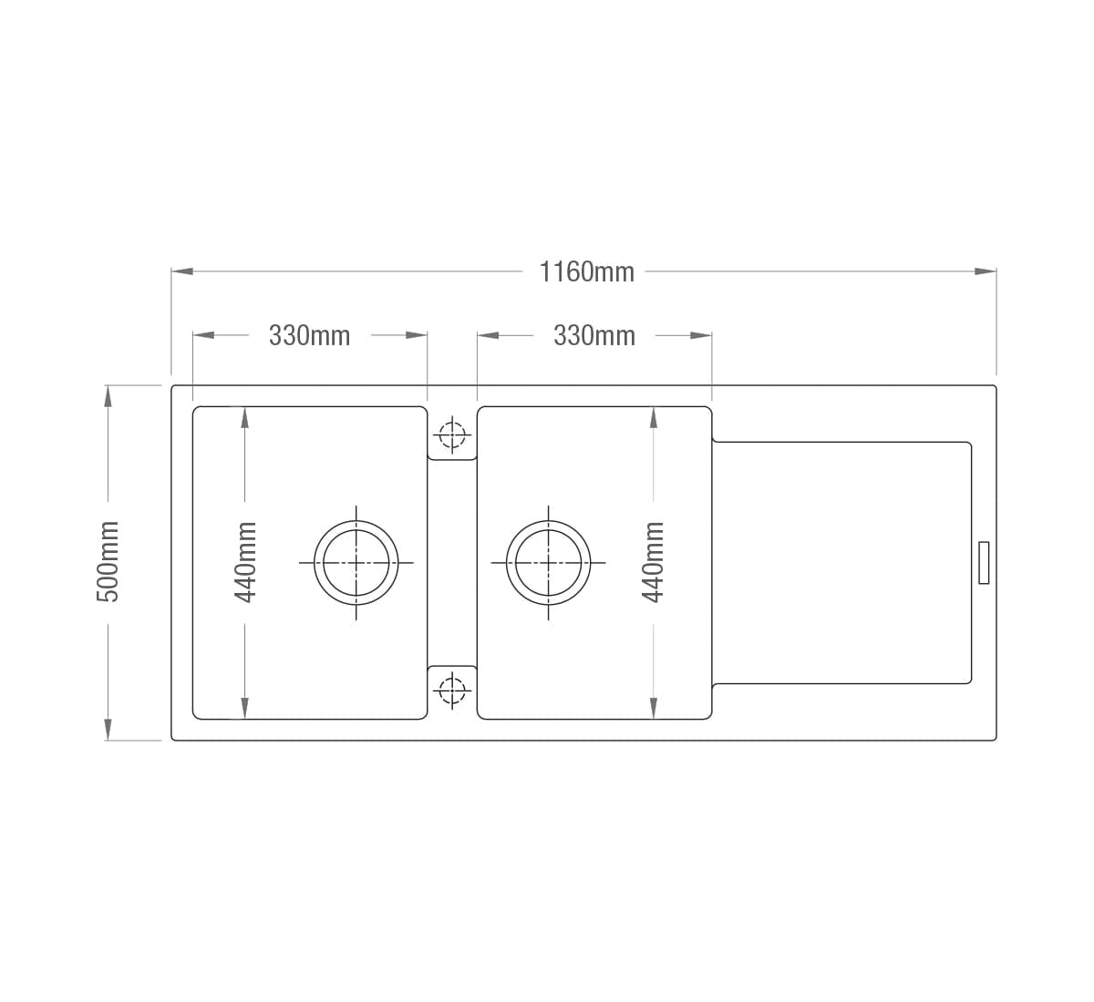 Cabro Granite Sink Sergio Granite 330/330 Double Sink with Drainer | Black