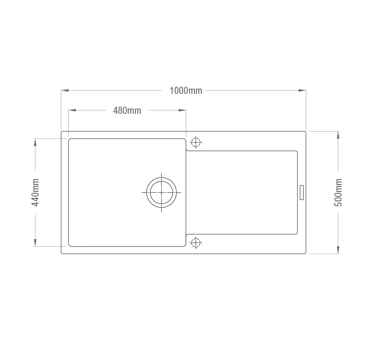 Cabro Granite Sink Sergio Granite 480 Single Sink with Drainer | Black