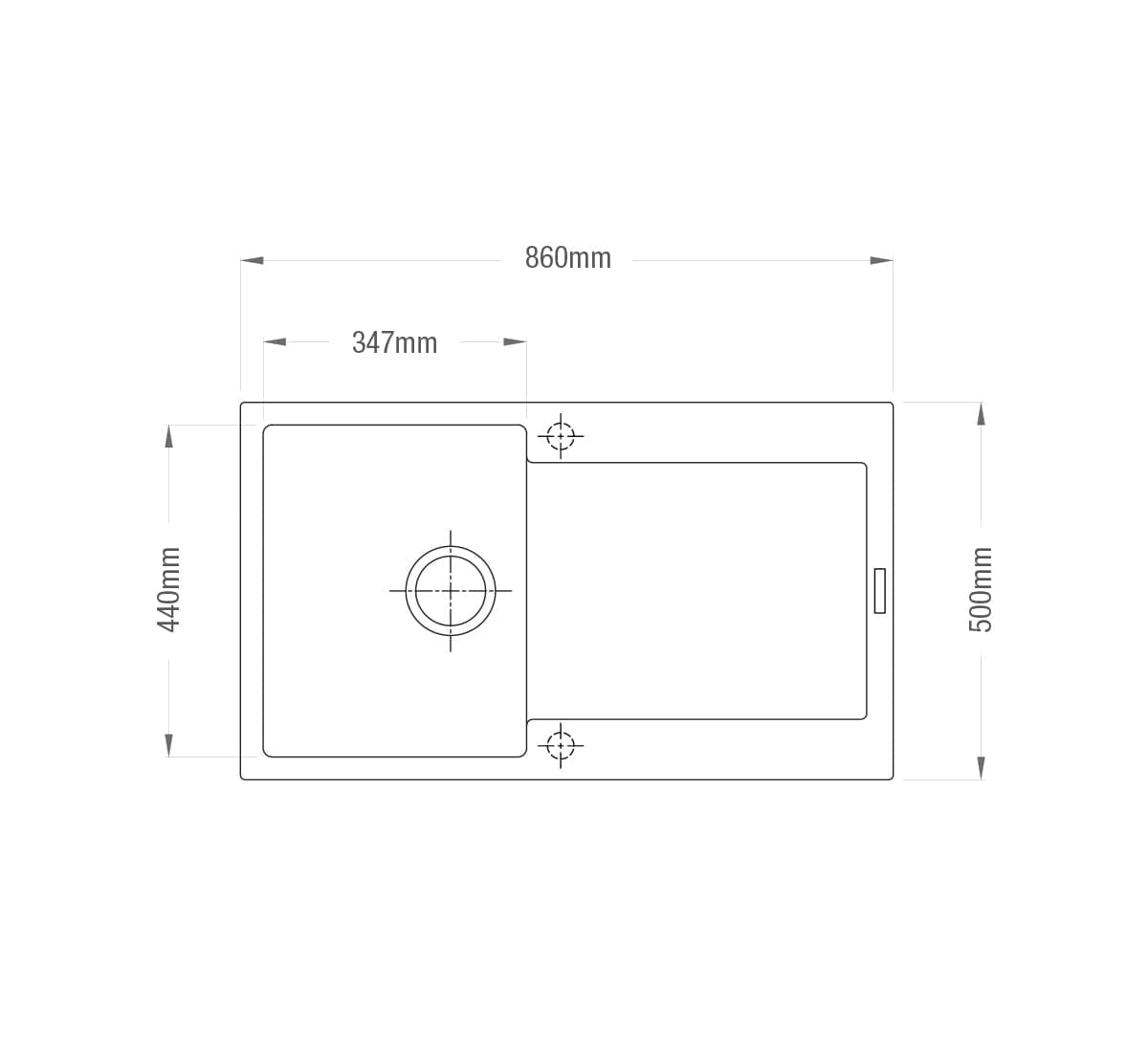 Cabro Granite Sink Sergio Granite 347 Single Sink with Drainer | Black