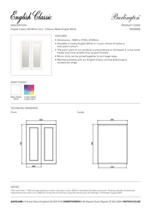 Bath & Co Mirror Burlington English Classic 565 Mirror Cabinet | 2 Doors & 2 Shelves
