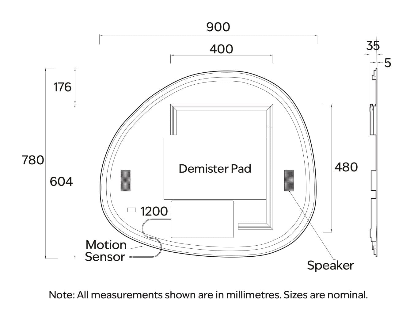 Code Interiors Code Interiors Euro Pond LED Mirror | Bluetooth Speaker | 900W
