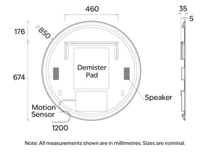 Code Interiors Code Interiors Euro Round LED Mirror | Bluetooth Speaker