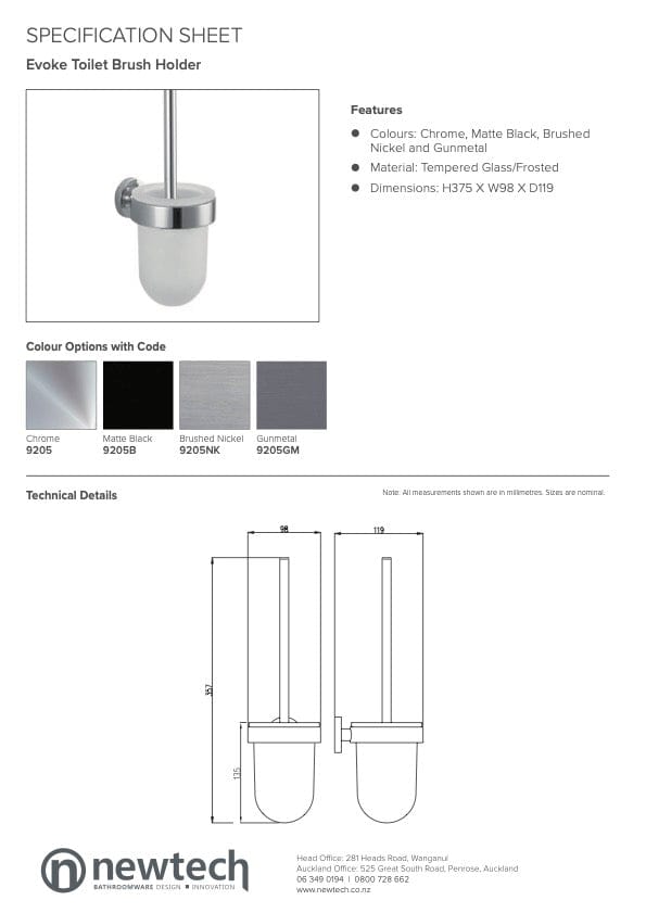 Newtech Toilet Brush Holder Newtech Evoke Toilet Brush Holder | Chrome