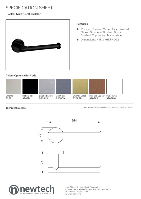 Newtech Toilet Roll Holder Newtech Evoke Toilet Roll Holder | Gunmetal