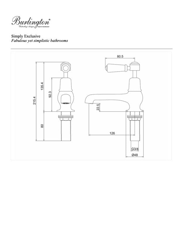 Burlington Bath Tap Burlington Kensington Bath Taps | Chrome
