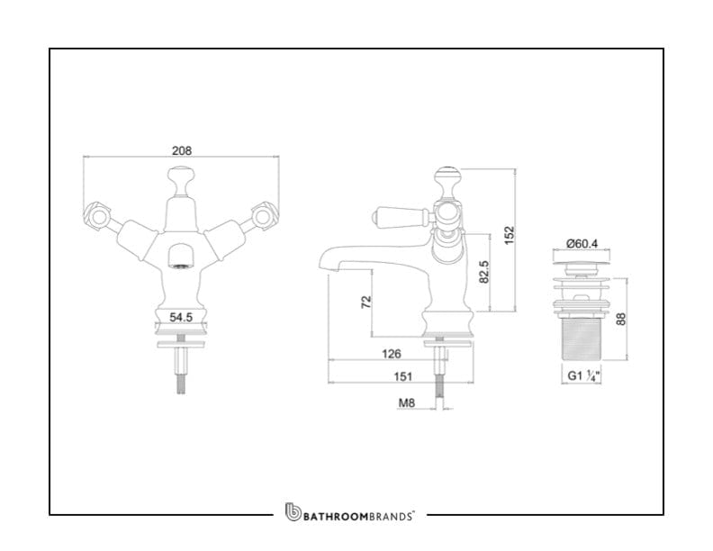 Burlington Basin Tap Burlington Kensington Regent Basin Mixer with Click Clack Waste | Chrome Black