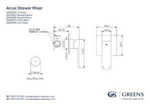 Greens Shower Mixer Greens Arcas Shower Mixer | Brushed Nickel