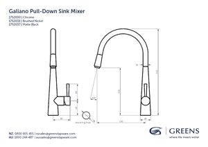 Greens Kitchen Tap Greens Galiano Pull Out Sink Mixer | Brushed Brass