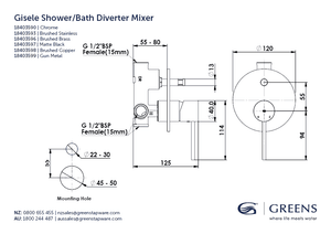 Greens Shower Mixer Greens Gisele Shower Mixer with Diverter | Matte Black