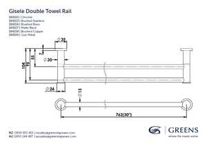 Greens Towel Rail Greens Gisele Double Towel Rail 762mm | Gunmetal