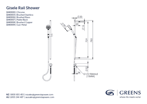 Greens shower Greens Gisele Rail Shower | Gunmetal