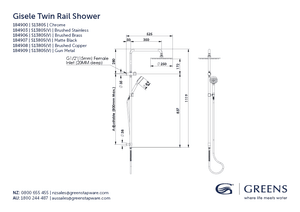 Greens shower Greens Gisele Twin Rail Shower | Chrome