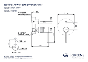 Greens Shower Mixer Greens Textura Shower Mixer with Diverter | Matte Black