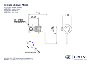 Greens Shower Mixer Greens Textura Shower Mixer | Brushed Stainless