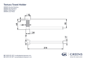 Greens Hand Towel Rail Greens Textura Hand Towel Holder | Gunmetal
