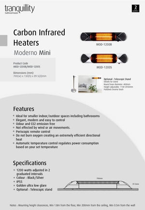 Tranquillity Heater Tranquillity Moderno Mini Carbon Infrared Heater | Silver