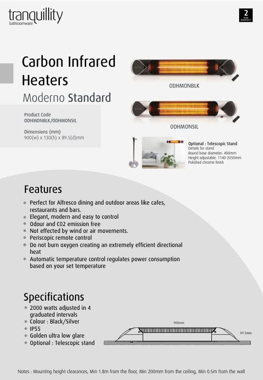 Tranquillity Heater Tranquillity Moderno Carbon Infrared Heater | Silver