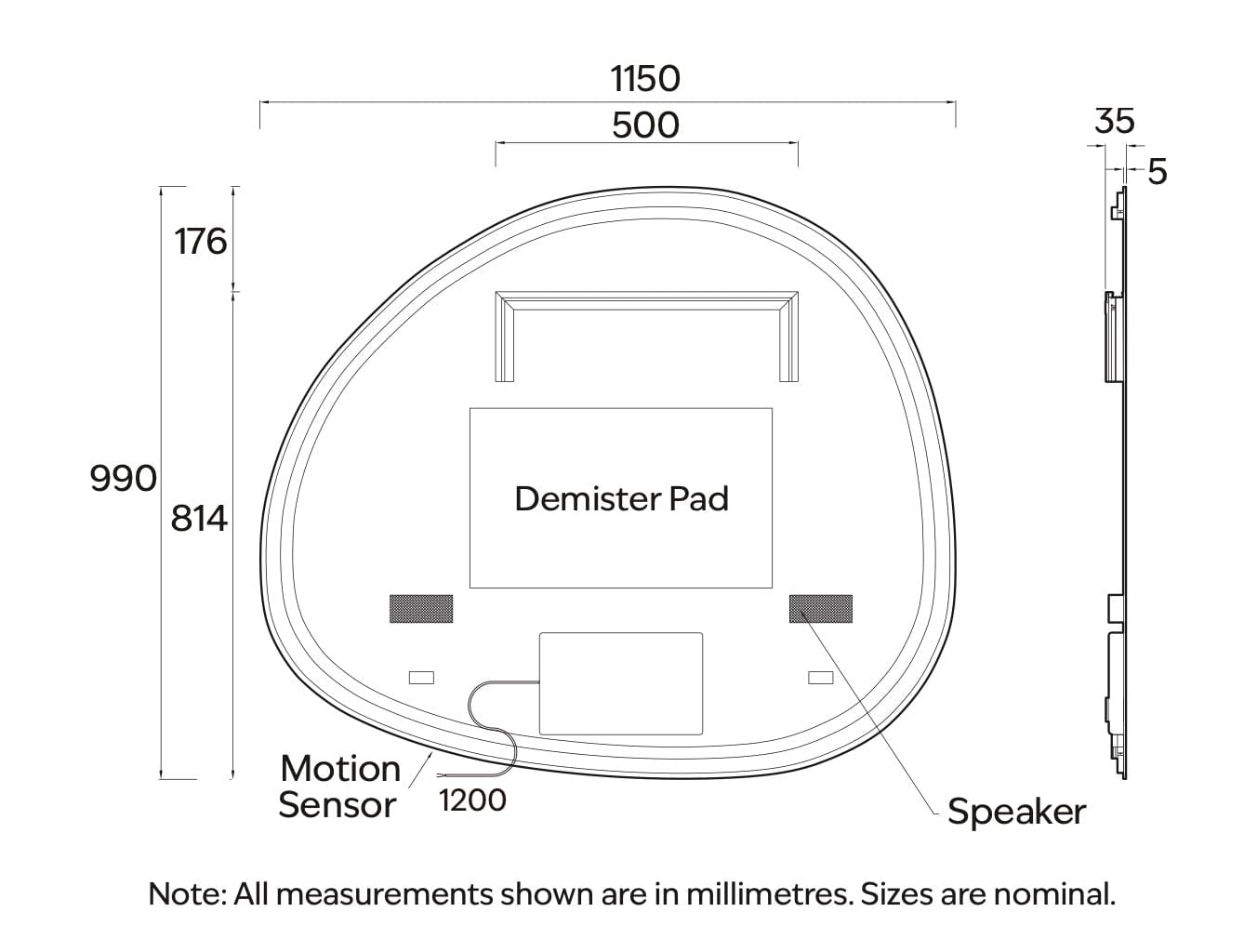 Code Interiors Code Interiors Euro Pond LED Mirror | Bluetooth Speaker | 1150W
