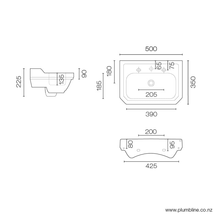 Plumbline Basin McKinley Adelphi 500 Wall Mounted Basin