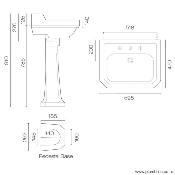 Plumbline Basin McKinley Adelphi 600 Basin & Pedestal