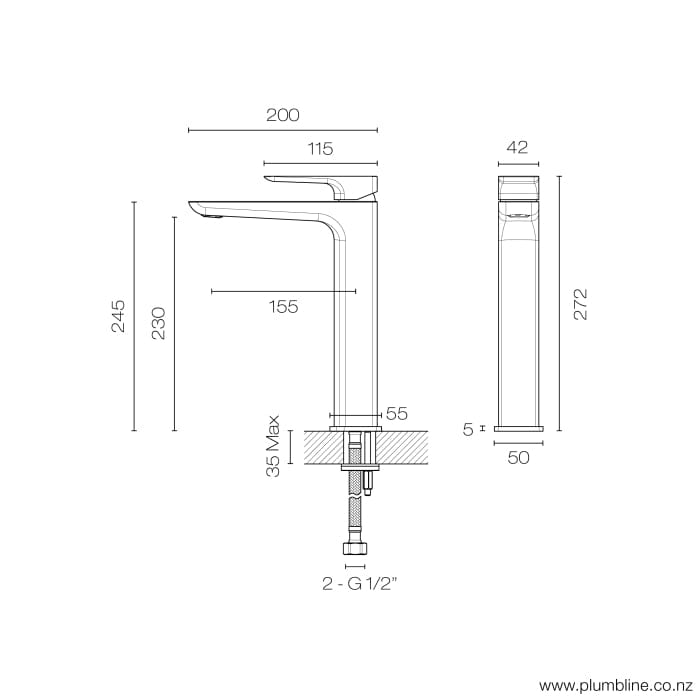 Progetto Basin Tap Como Vessel Basin Mixer | Brushed Nickel