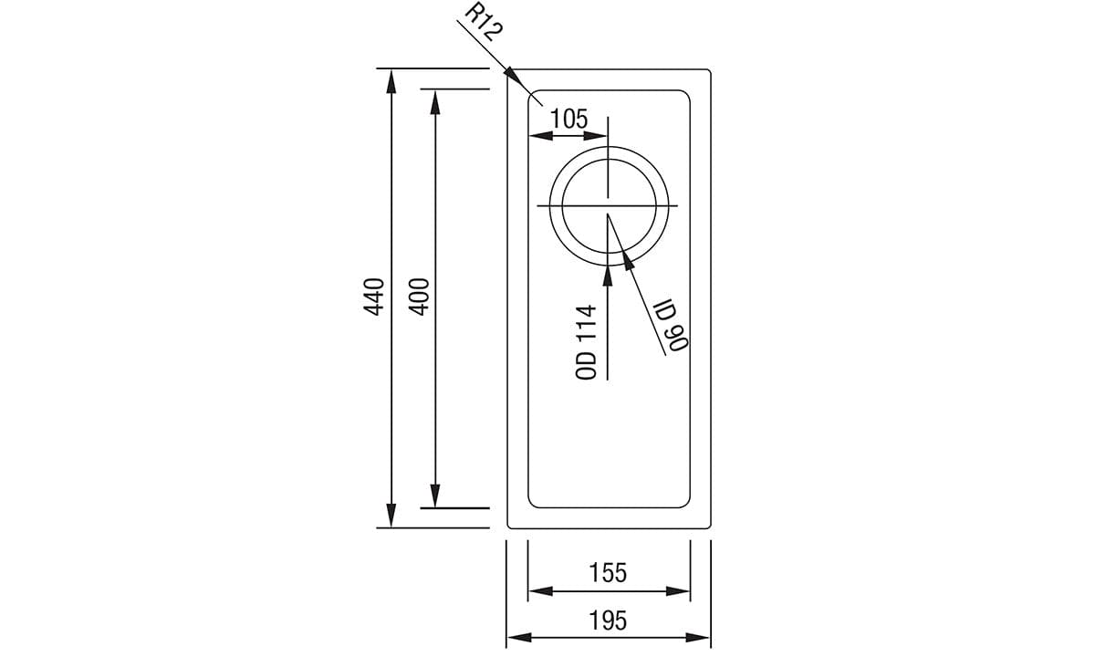 Cabro Stainless Steel Sink Picassi Gino 155 Single Sink