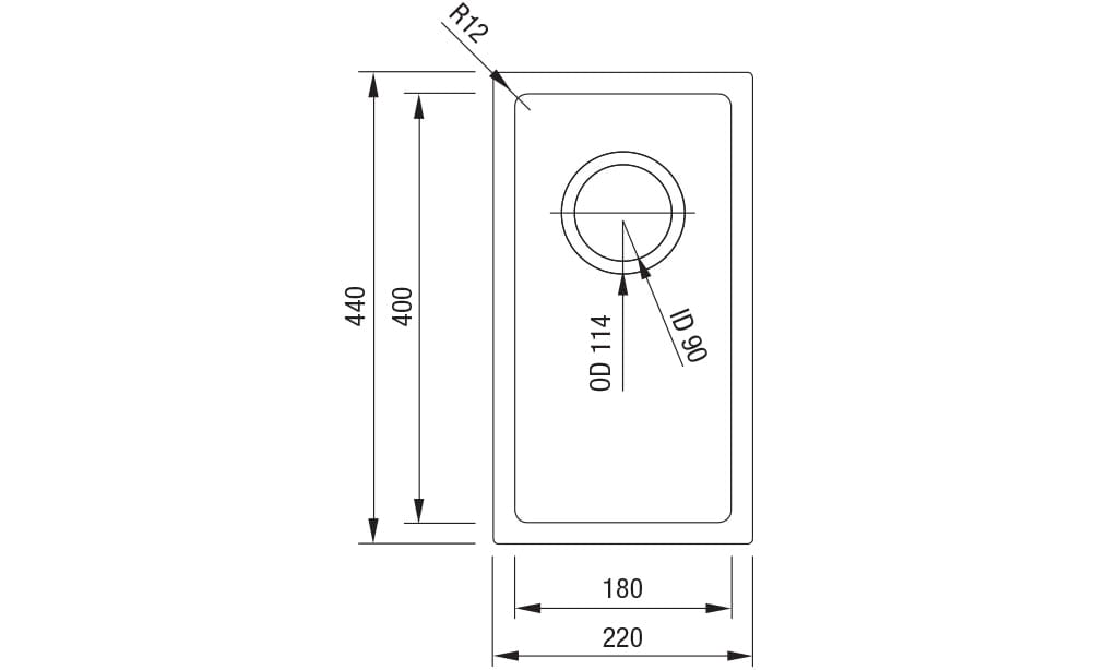 Cabro Stainless Steel Sink Picassi Gino 180 Single Sink