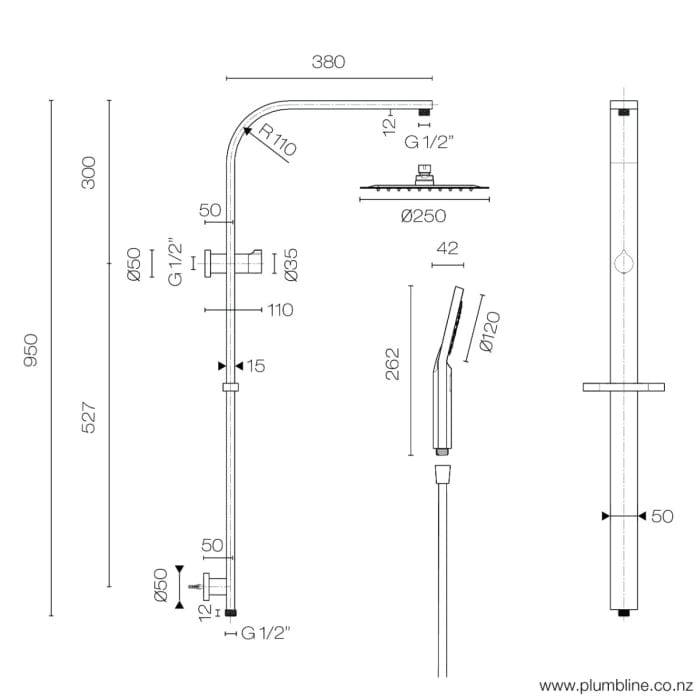 Progetto shower Como Round Shower Column | Brushed Nickel