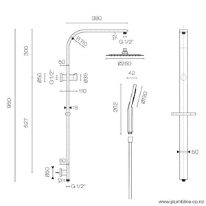 Progetto shower Como Round Shower Column | Brushed Brass