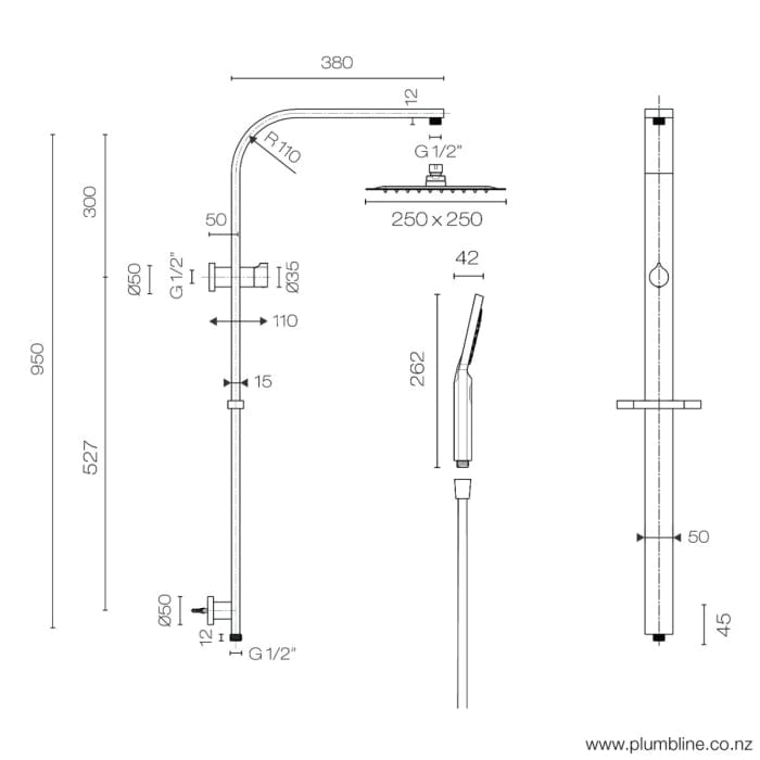 Progetto shower Como Square Shower Column | Chrome