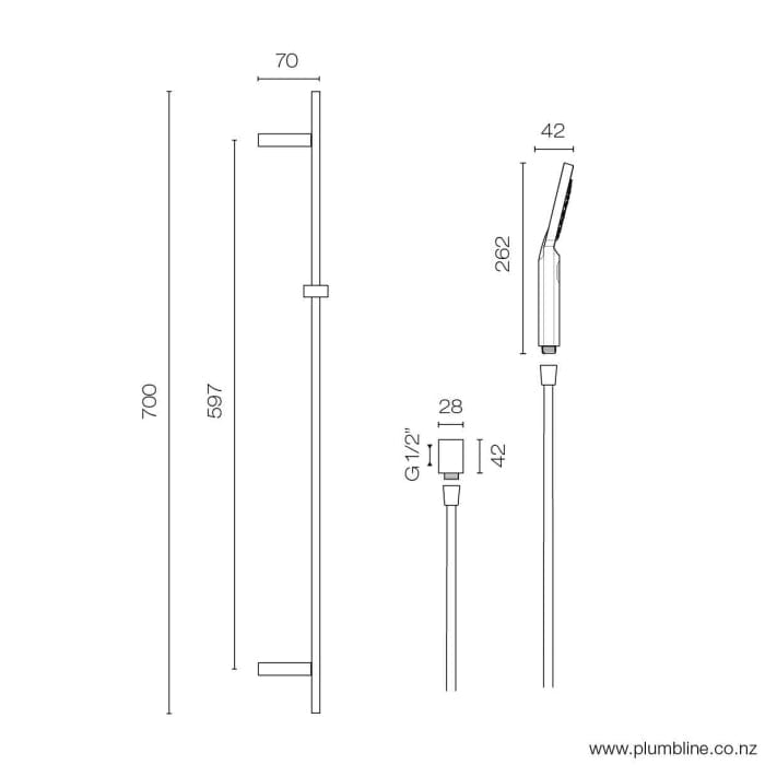 Progetto shower Como Square Slide Shower | Brushed Brass