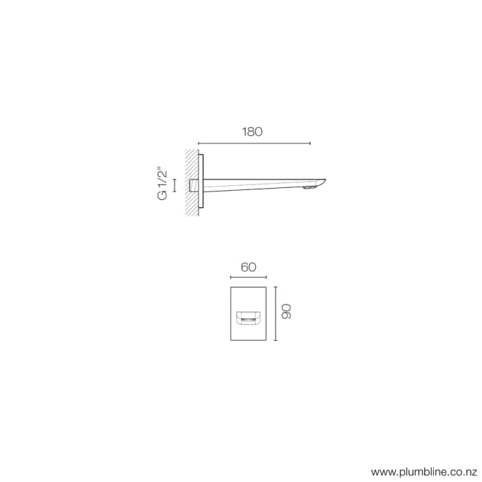 Progetto Spout Como Wall Mount Bath Spout | Brushed Gunmetal