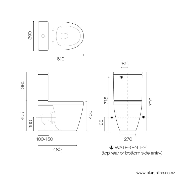 Plumbline Toilet Suite Compact Back to Wall Toilet Suite