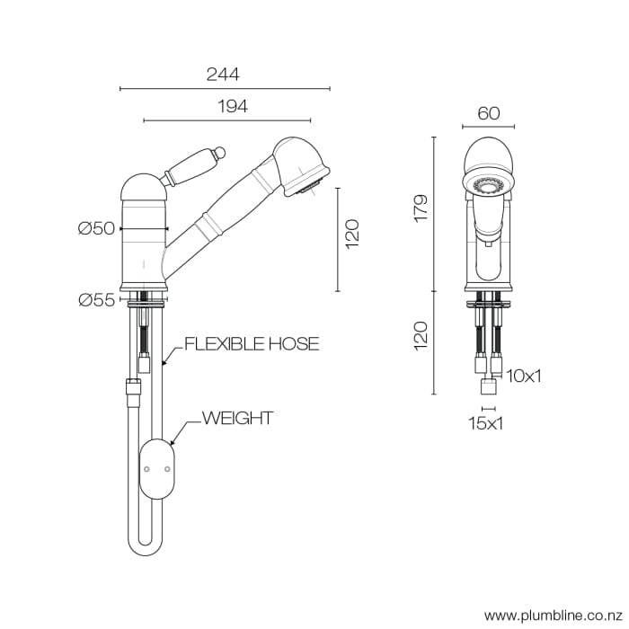 Plumbline Kitchen Tap McKinley Consort Kitchen Mixer with Pull Out Spray | Chrome