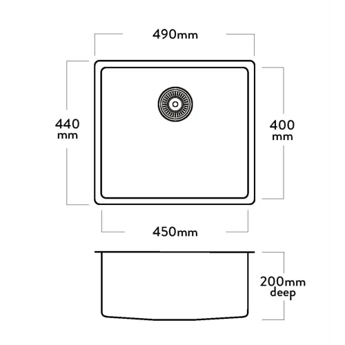 Acero Stainless Steel Sink Mercer Pressato 450 Single Sink