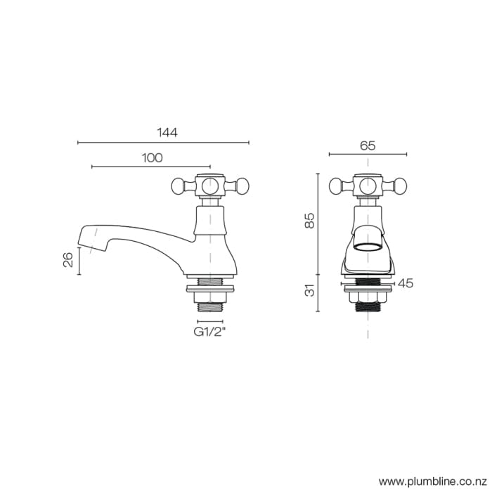 Plumbline Basin Tap McKinley Empire 15mm Basin Tap Pair | Chrome