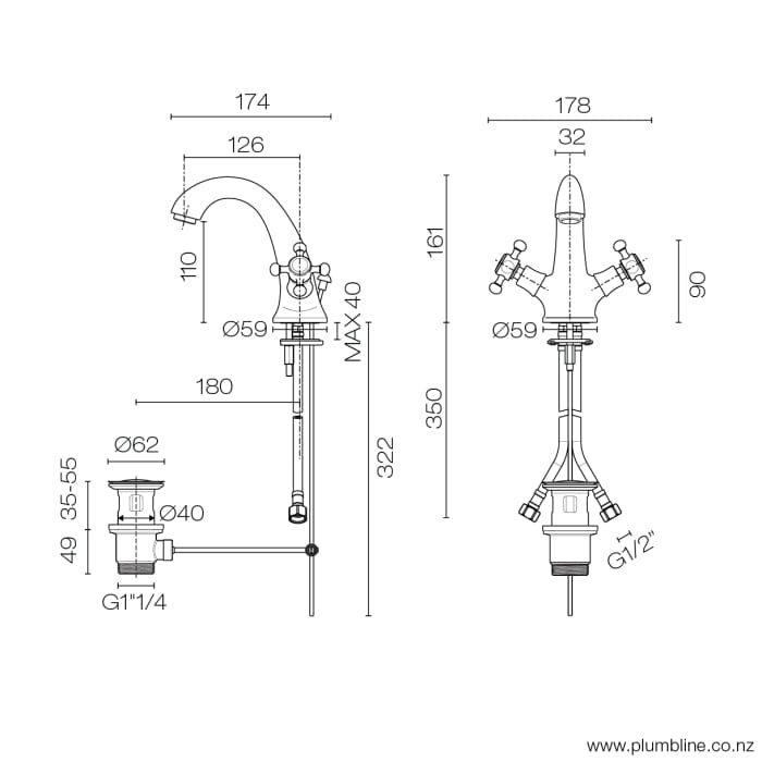 Plumbline Basin Tap McKinley Empire Basin Mixer | Chrome