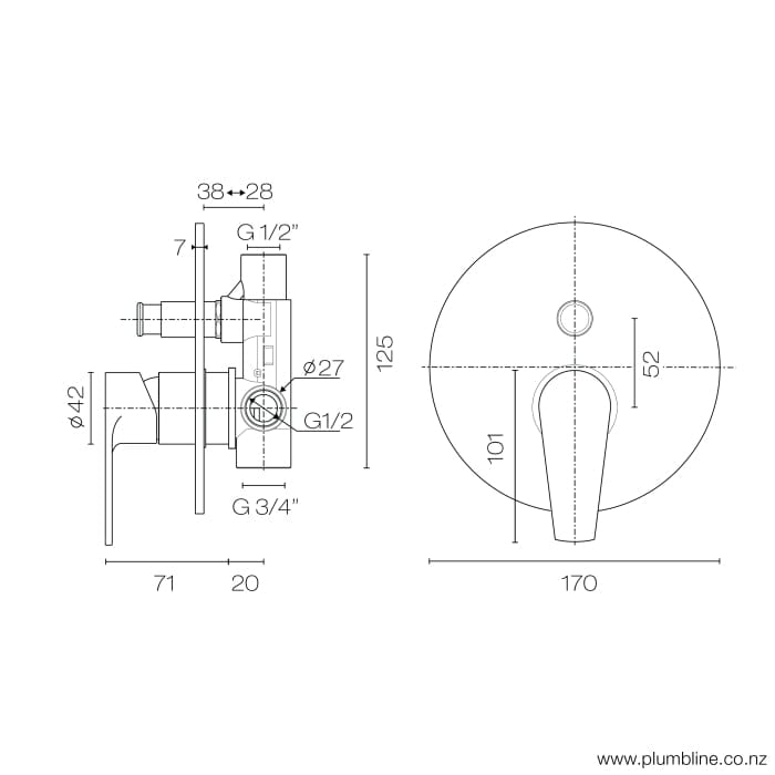 Progetto Shower Mixer Eco Style Diverter Mixer | Chrome