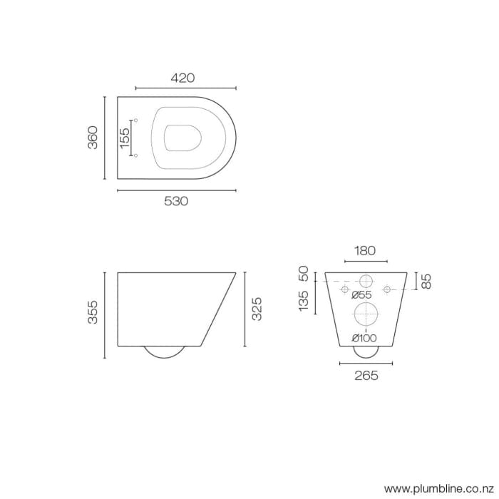 Plumbline Toilets & Bidets Evo Wall Hung Toilet with Bidet Seat