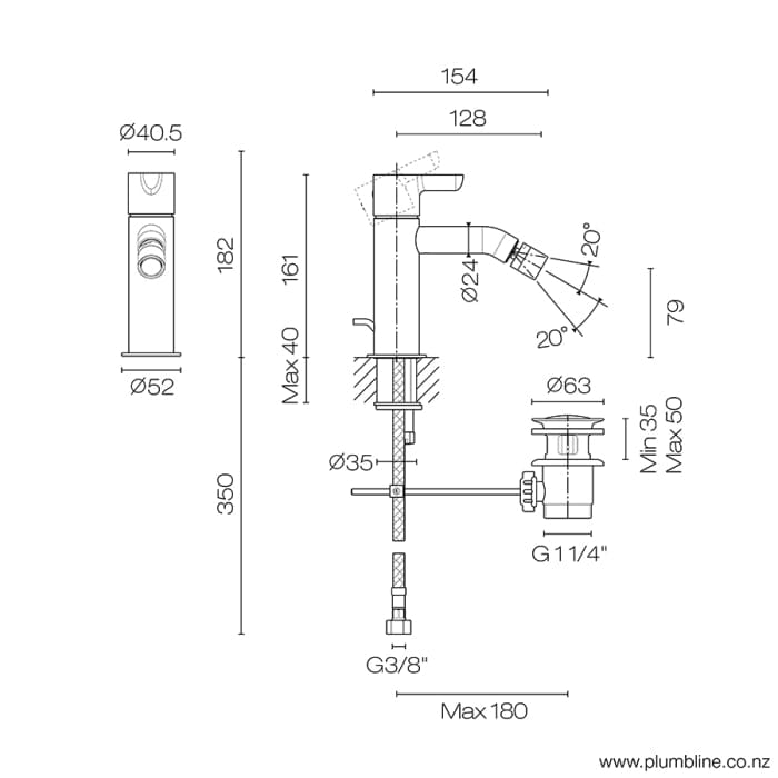 Fantini Bidet Faucets & Sprayers Fantini Icona Bidet Spray Matt British Gold PVD