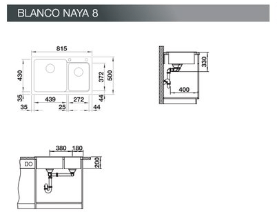 Blanco Kitchen Sink Blanco Silgranit Naya 8 Double Sink | Black