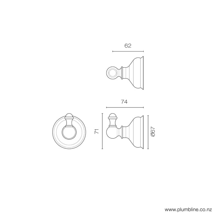 Plumbline Robe Hook McKinley Empire Robe Hook | Chrome