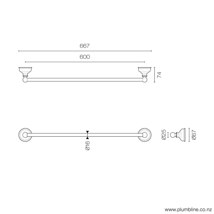 Plumbline Towel Rail McKinley Empire Towel Rail 600mm | Chrome