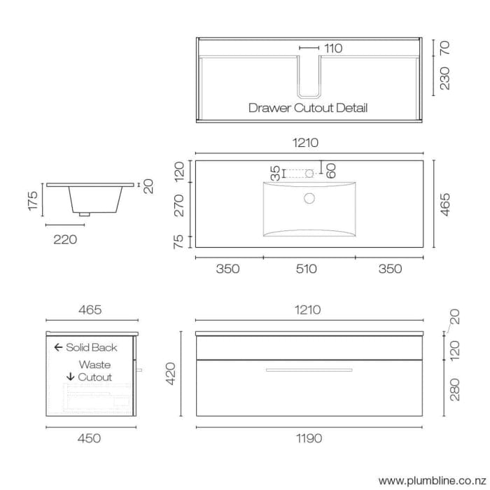 Progetto Vanities Mia 1200 Vanity | 1 Drawer Sand Oak