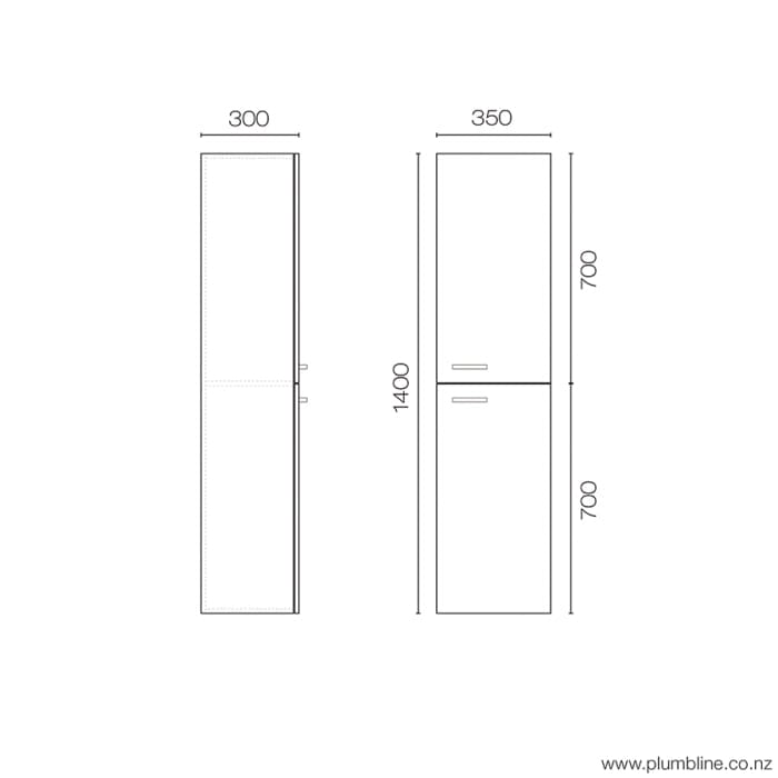 Progetto Tower Unit Mia 350 Wall Tower | 2 Doors Black Oak