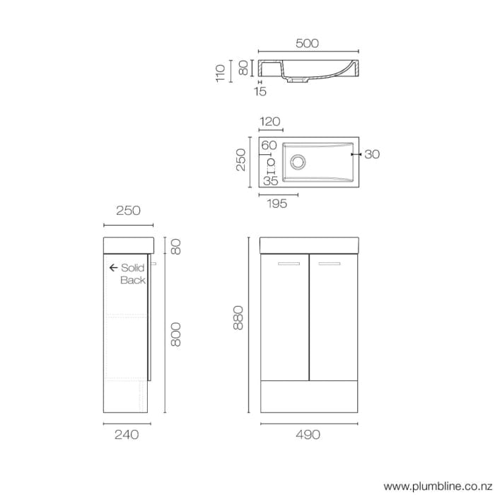 Progetto Vanity Mia 500 Floor Vanity | 2 Doors Black Oak
